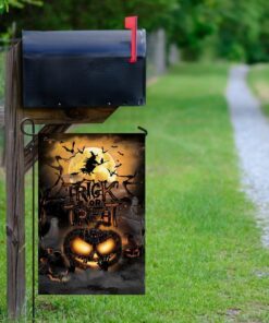black cat. trick or treat. halloween pumpkin flag 4067