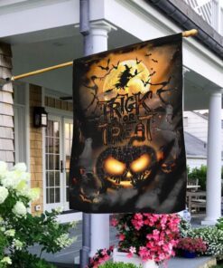 black cat. trick or treat. halloween pumpkin flag 4358