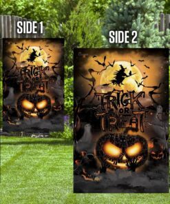 black cat. trick or treat. halloween pumpkin flag 8418