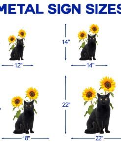 black cat and sunflower hanging metal sign qnn624ms 3638