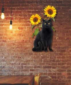 Black Cat And Sunflower Hanging Metal Sign QNN624MS