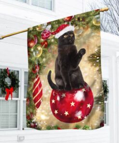 Black Cat Christmas Flag Bing Bong NTB386Fv2