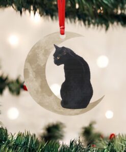 Black Cat Christmas Ornament Black Cat Moon Custom-Shaped Ornament QNK879O