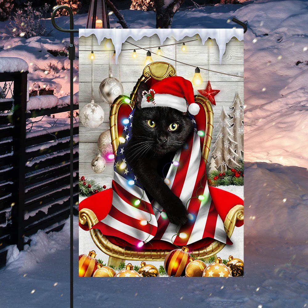 Black Cat Christmas Wrap In Glory American Flag THH3477Fv1 - Image 6