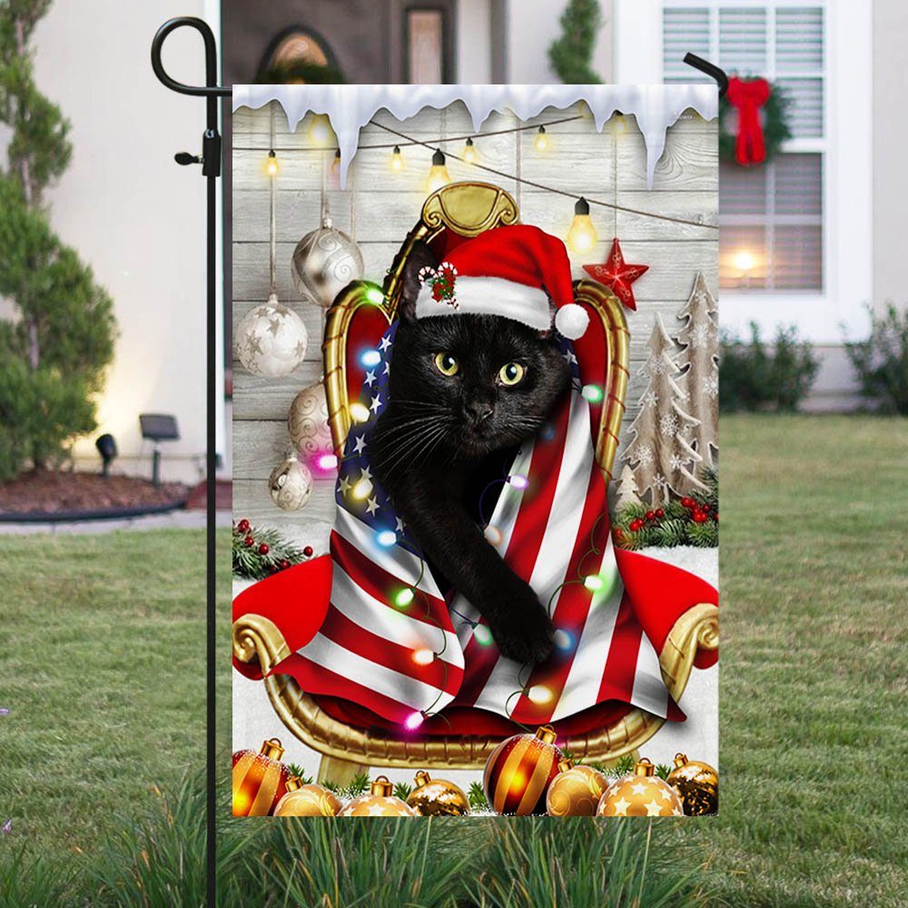 Black Cat Christmas Wrap In Glory American Flag THH3477Fv1 - Image 5