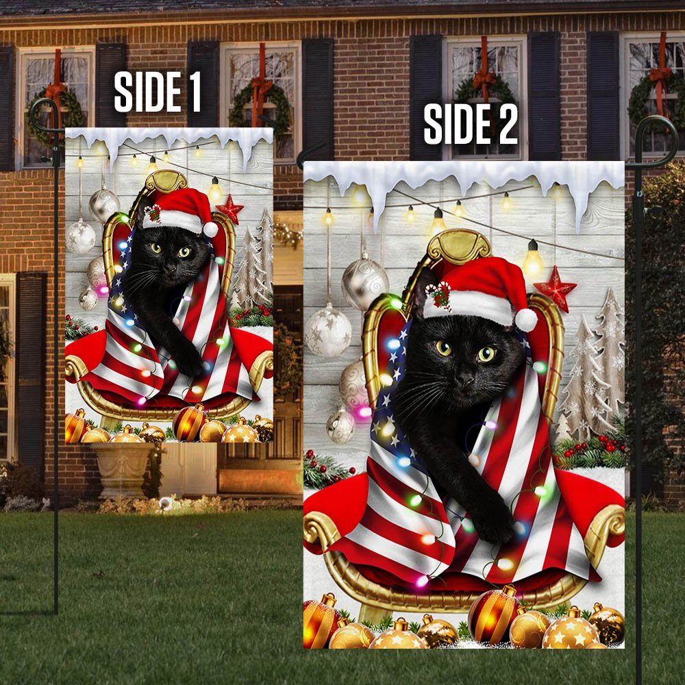 Black Cat Christmas Wrap In Glory American Flag THH3477Fv1 - Image 7