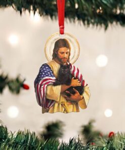 Black Cat Custom Shaped Ornament Hug Love NTB262Ov5