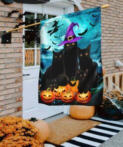 Black Cat Flag Flagwix™ Black Cats With Pumpkins Halloween Flag