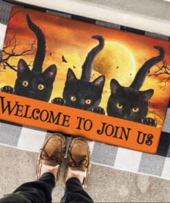 black cat halloween doormat welcome to join us tqn452dm 1623