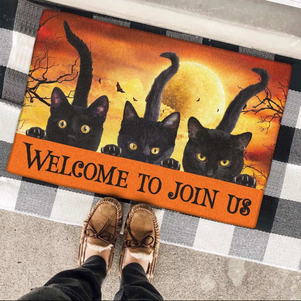Black Cat Halloween Doormat Welcome To Join Us TQN452DM - Image 3
