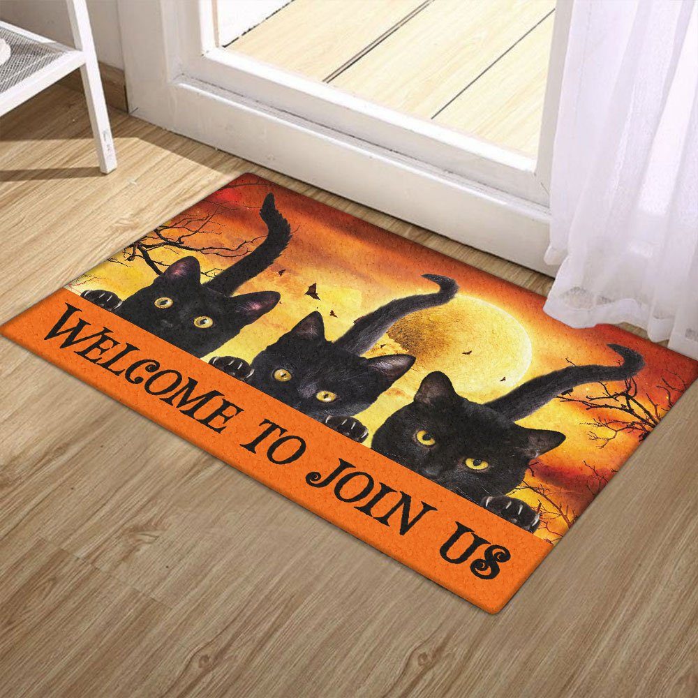 Black Cat Halloween Doormat Welcome To Join Us TQN452DM - Image 5