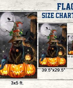 black cat halloween flag night howdy lnt525f 3130