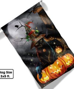 black cat halloween flag night howdy lnt525f 3792