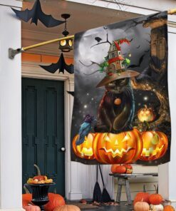 Black Cat Halloween Flag Night Howdy LNT525F