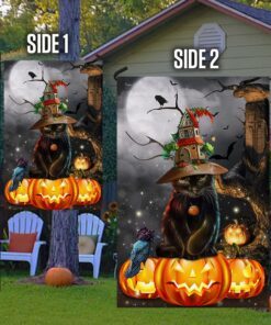 black cat halloween flag night howdy lnt525f 8330