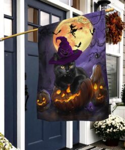 Black Cat Halloween Flag PN109F