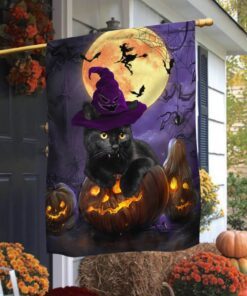 black cat halloween flag pn109f 6235