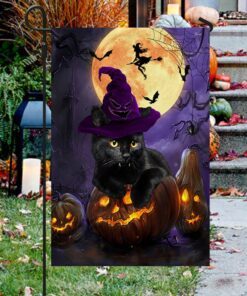 black cat halloween flag pn109f 6992