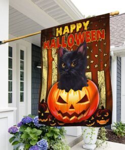 Black Cat Halloween Flag Pumpkin Halloween Decor TQN422F