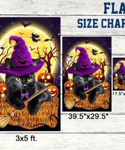 black cat halloween flag witchy black cat costume pumpkin tqn413f 1136