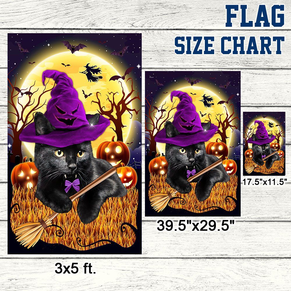 Black Cat Halloween Flag Witchy Black Cat Costume Pumpkin TQN413F - Image 9