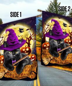 black cat halloween flag witchy black cat costume pumpkin tqn413f 2113