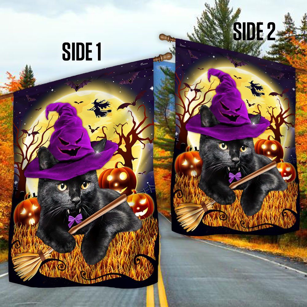 Black Cat Halloween Flag Witchy Black Cat Costume Pumpkin TQN413F - Image 4