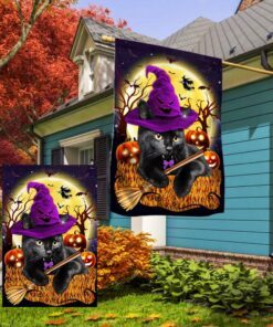 black cat halloween flag witchy black cat costume pumpkin tqn413f 3590