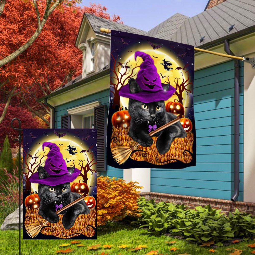 Black Cat Halloween Flag Witchy Black Cat Costume Pumpkin TQN413F - Image 8