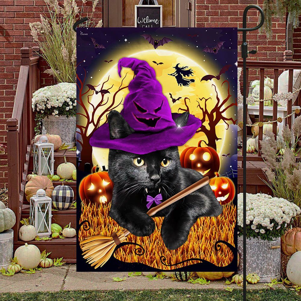 Black Cat Halloween Flag Witchy Black Cat Costume Pumpkin TQN413F - Image 6