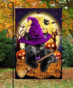 black cat halloween flag witchy black cat costume pumpkin tqn413f 6143
