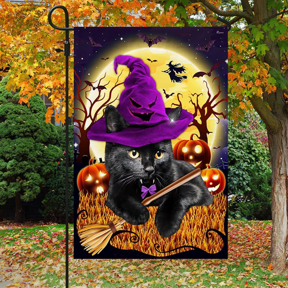 Black Cat Halloween Flag Witchy Black Cat Costume Pumpkin TQN413F - Image 5