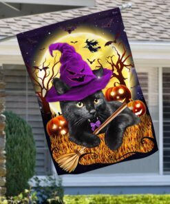 black cat halloween flag witchy black cat costume pumpkin tqn413f 6622