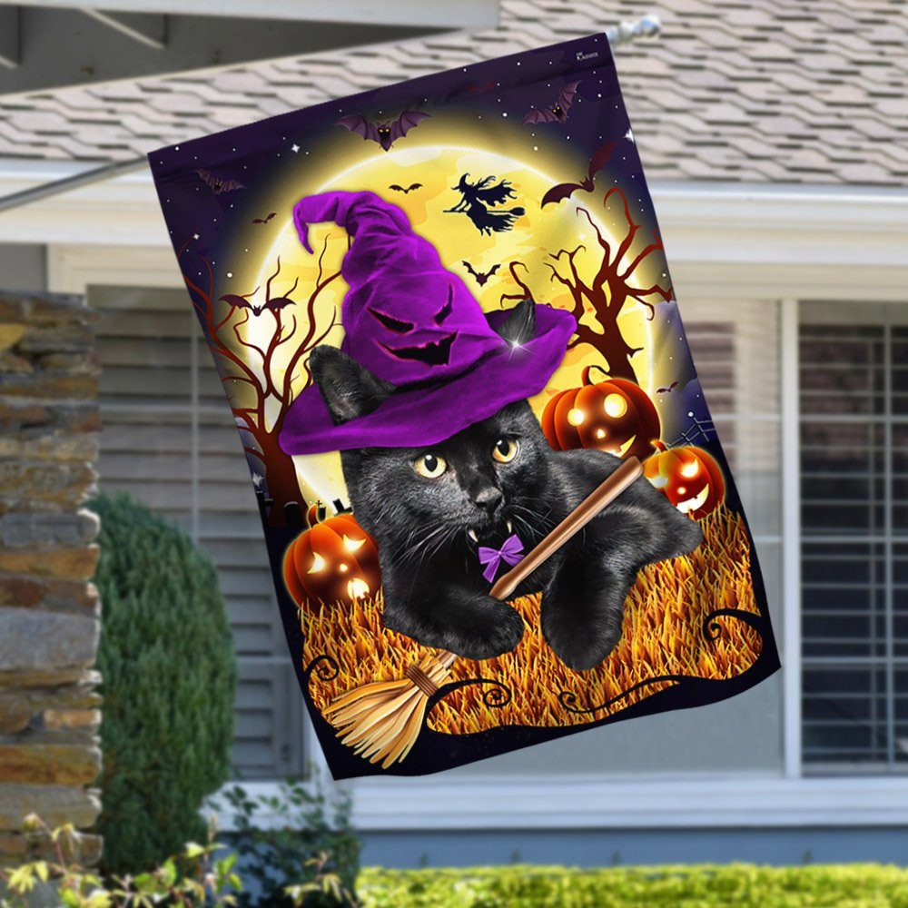Black Cat Halloween Flag Witchy Black Cat Costume Pumpkin TQN413F - Image 3