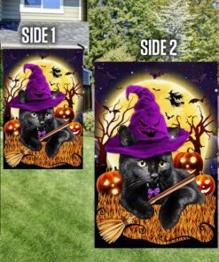 black cat halloween flag witchy black cat costume pumpkin tqn413f 8576