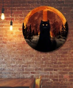black cat halloween hanging metal sign peace sign lnt524ms 1503