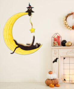 Black Cat Hanging Metal Sign Mischievous LNT528MS
