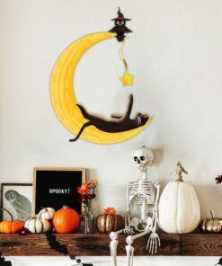 black cat hanging metal sign mischievous lnt528ms 6926