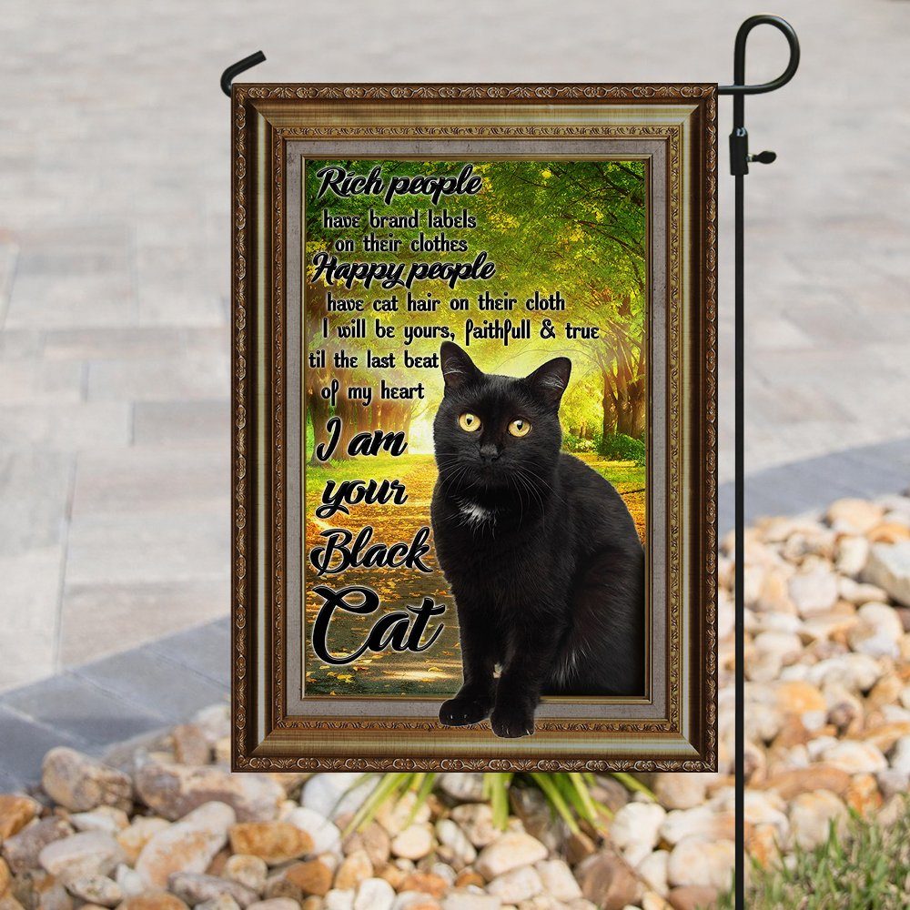 Black Cat Happy People Have Cat Hair On Their Clothes Flag - Image 8