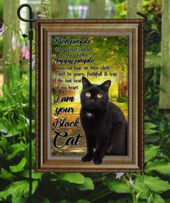 black cat happy people have cat hair on their clothes flag 7375