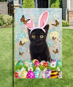 black cat in bunny ears easter flag qnn486fv9a 4287