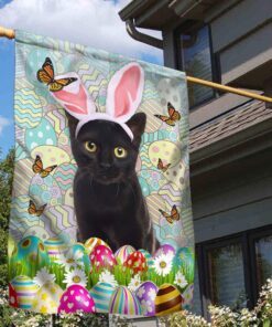 black cat in bunny ears easter flag qnn486fv9a 4855