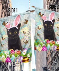 black cat in bunny ears easter flag qnn486fv9a 7129