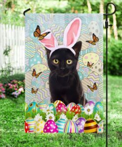 black cat in bunny ears easter flag qnn486fv9a 8502