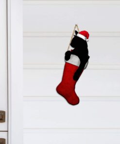 Black Cat In Christmas Stocking Wooden Sign TTY353WD