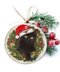 black cat meowy christmas ceramic ornament thh3449o 4255