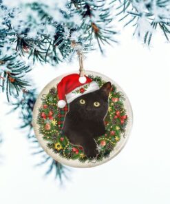 black cat meowy christmas ceramic ornament thh3449o 5324