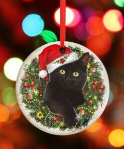 black cat meowy christmas ceramic ornament thh3449o 7893