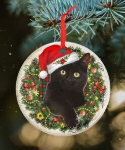 black cat meowy christmas ceramic ornament thh3449o 8900