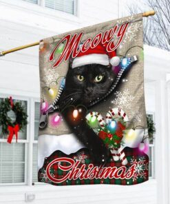 Black Cat Meowy Christmas Flag THH3450F